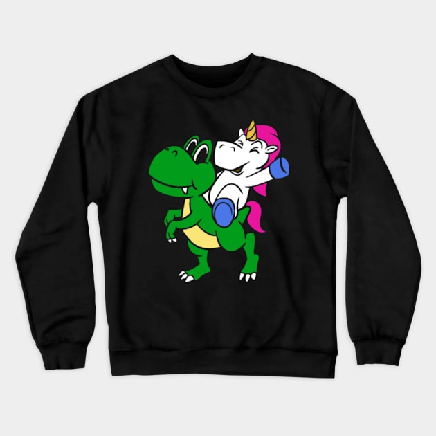 Unicorn Riding Dinosaur- Crewneck Sweatshirt by Xizin Gao